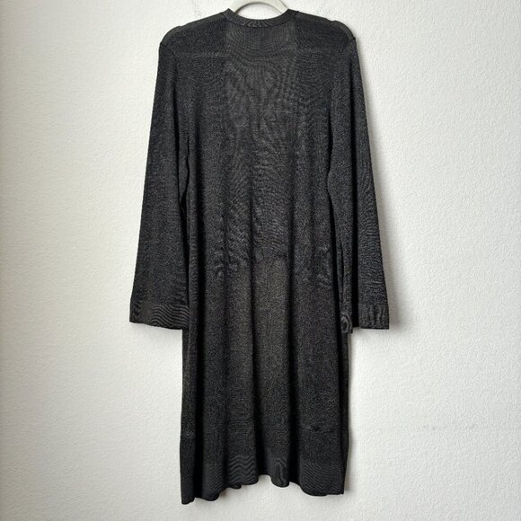 Chico's XL Mix Stitch Longline Open Front Green Shimmer Cardigan - Picture 12 of 15